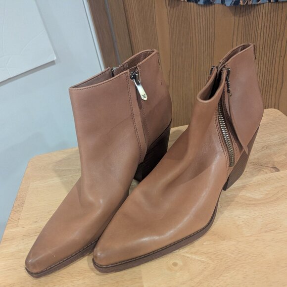 Sam Edelman Brown Leather Zip Ankle Boots -Size 10 - Picture 1 of 8